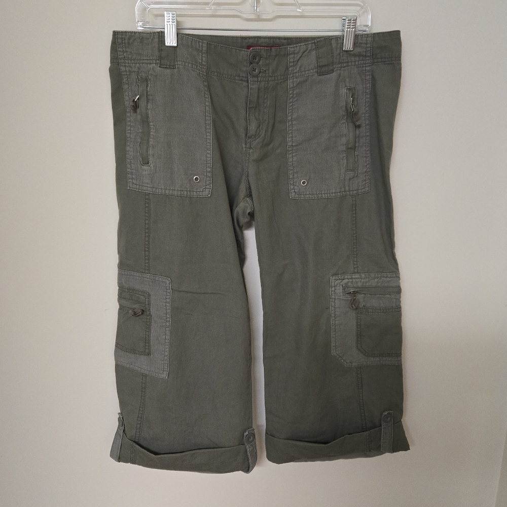 BeBop Canvas Cargo Capri Pant Crop Size 11